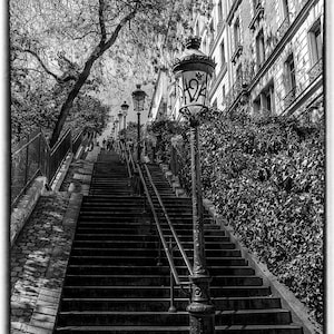 Montmartre Steps, Paris Photography, Paris Wall Art, Paris Black and White, Paris Home Decor, French Decor, Paris Print, Paris Photo, Paris