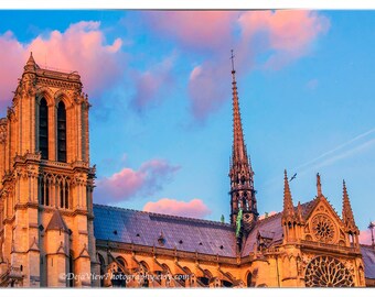 Notre Dame Cathedral Sunset: Paris Photography Print