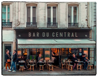 Bar du Central Café Art, Paris Wall Art, Paris Photography, Paris Cafe Art, Paris Kitchen Art, Paris Home Decor, Paris Decor, Large Wall Art