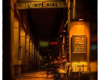 Paris Night Cafe Art Print: Rue de Rivoli Photography