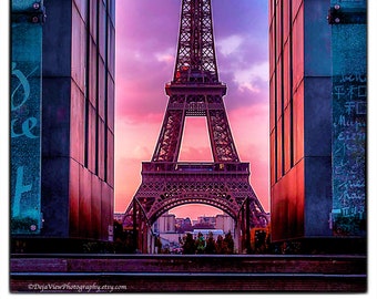 Eiffel Tower Sunset Photography Print: Paris Home Decor