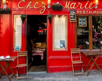Paris Cafe Fotografie: Rubinroter Montmartre Druck