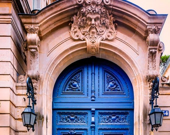 Paris Blue Door, Paris Art Print, Paris Photo, Paris Photography, Paris Blue Decor, Paris Print , French Doors Wall Decor, Paris Ornate Door