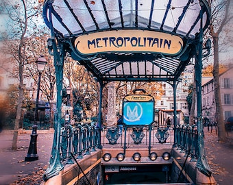 Rue des Abbesses, Abbesses Metropolitan Station, Paris Metro Art, Paris Prints, French Home Decor, Montmartre Wall Art, Paris Metro Station