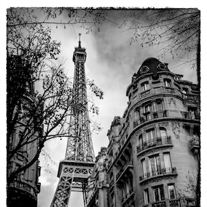 Eiffel Tower Black and White Photography: Paris Architecture Art Print