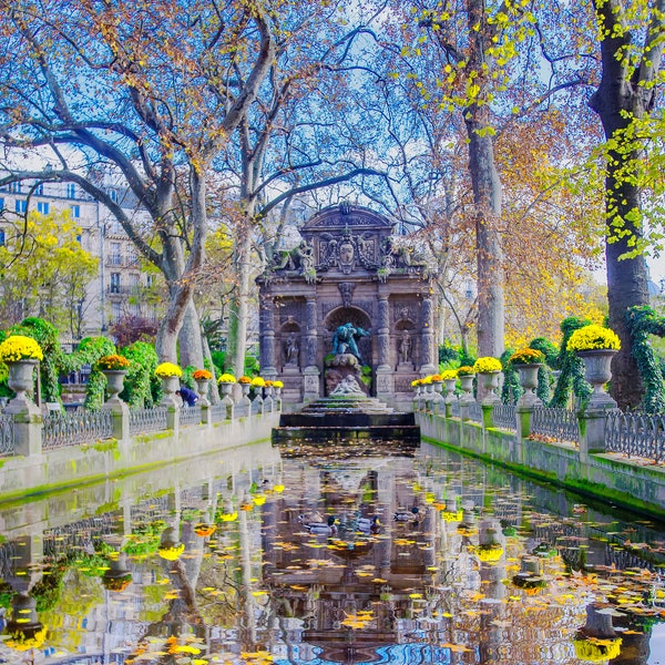 Medici Fountain Paris, Fall in Paris, Wall Art, Paris Home Decor, Paris Bedroom Decor, Paris Travel Print, Paris Art, Fall Photography Print