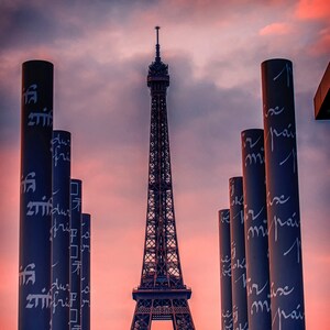 Eiffel Tower Wall Art, Paris Sunset, Paris Wall Art, Paris Peace Monument, French Architecture, Paris Home Decor, Paris Print, Paris Art
