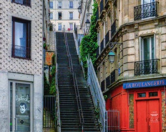 Escalera de Montmartre, París, arte mural, decoración francesa
