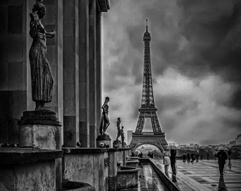 Paris in the Rain, Paris Photography, Paris Black & White, Paris Wall Art, Eiffel Tower Print, Eiffel Tower Decor, Paris Print, Paris Photo