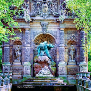 Die Medici-Brunnen, Luxemburg-Gärten, Paris-Wandkunst, romantisches Paris, französisches Wohndekor, Kinderzimmer-Dekor, Paris-Druck