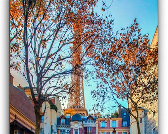 Eiffel Tower Fall Colors Photography Print: Paris Wall Art