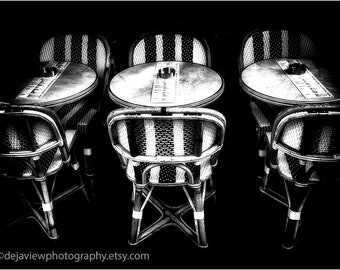 Paris Cafe Chairs Print: Black and White Fine Art Photography