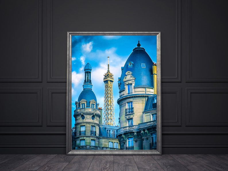Eiffel Tower Wall Art Paris Blue Decor Paris Photography Etsy