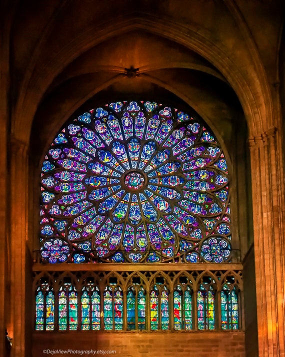 Notre Dame Rose Window Notre Dame Cathedral Print Gothic Etsy Australia