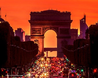 Paris Sunset, Arc du Triomphe, Champs Elysée Paris, Paris Wall Art, Paris Photography, Paris Pictures, Paris in Color, Paris Home Decor