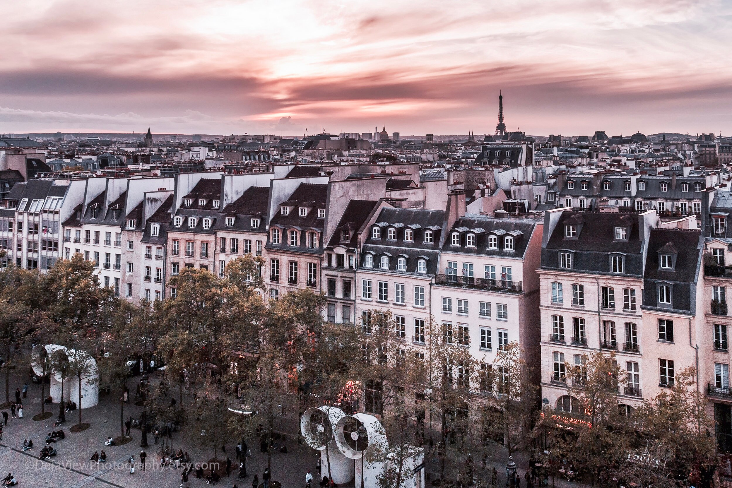 Eiffel Tower Aerial View: Paris Photography Art Print