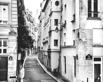 Romantic Paris Street, Paris Wall Art, Paris Home Decor, Paris Photography, Paris Black and White, Paris Room Decor, Paris Print, Paris Art