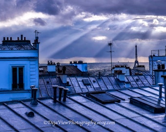 Paris Eiffel Tower Art Print, Paris Print, Montmartre Wall Art, Paris Photo, Paris Wall Decor, Paris Pictures Eiffel Tower, Paris Home Decor