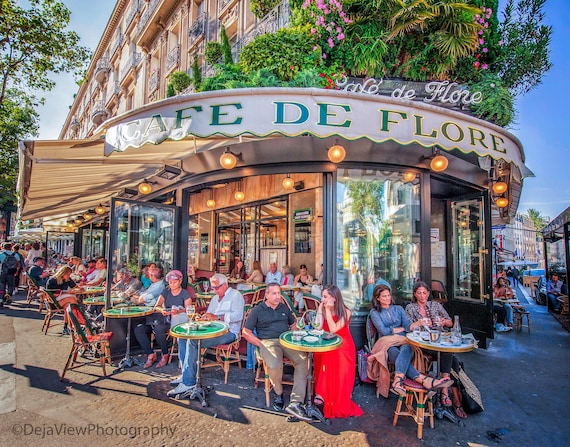 Décalcomanies Murales Style Paris Campagne - Ensemble Patio Café Pour Chambre Fille - Vinyle Décoratif Amovible