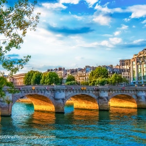 Pont Neuf Blue Hour Paris Photography Wall Art Seine River French Architecture Paris Photo Paris Home Decor Paris Wall Decor Paris Art Print