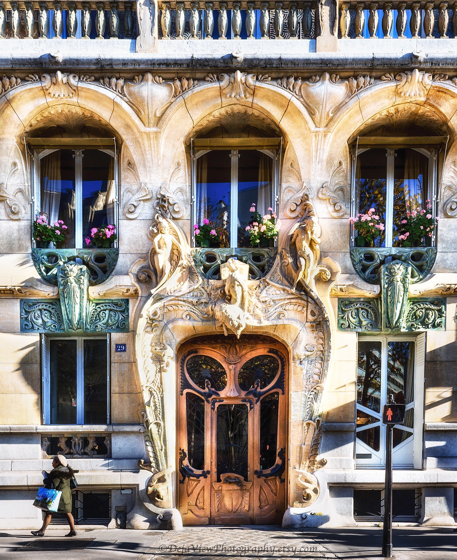 Paris Art Nouveau Door Photography Print: Architectural Wall Art