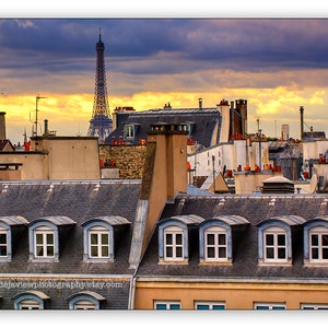 Eiffel Tower Rooftops of Paris Print: Parisian Home Decor