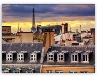 Rooftops of Paris, Eiffel Tower Pictures, Paris Living Room Art, Paris Home Decor, Wall Art Paris, Large Wall Art Paris, Paris Wall Pictures