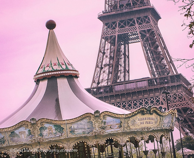 Paris Carousel Prints Paris Baby Girl Nursery Decor Carousel Etsy