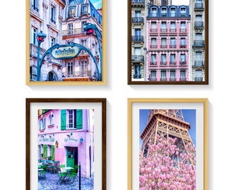 Paris Prints, Set of 4 Prints, Paris France Wall Art, Paris Wall Pictures, Paris Prints, Paris Photography, Paris Pink Home Decor, Wall Art