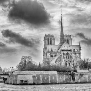 Notre Dame Cathedral, Paris Photography, Gothic Architecture, Paris Wall Art, Notre Dame de Paris, Black and White Paris, Paris Home Decor