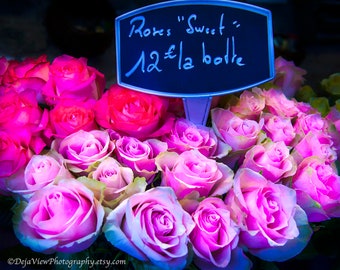 Paris Roses Photo: Floral Photography Print, Paris Bedroom Decor