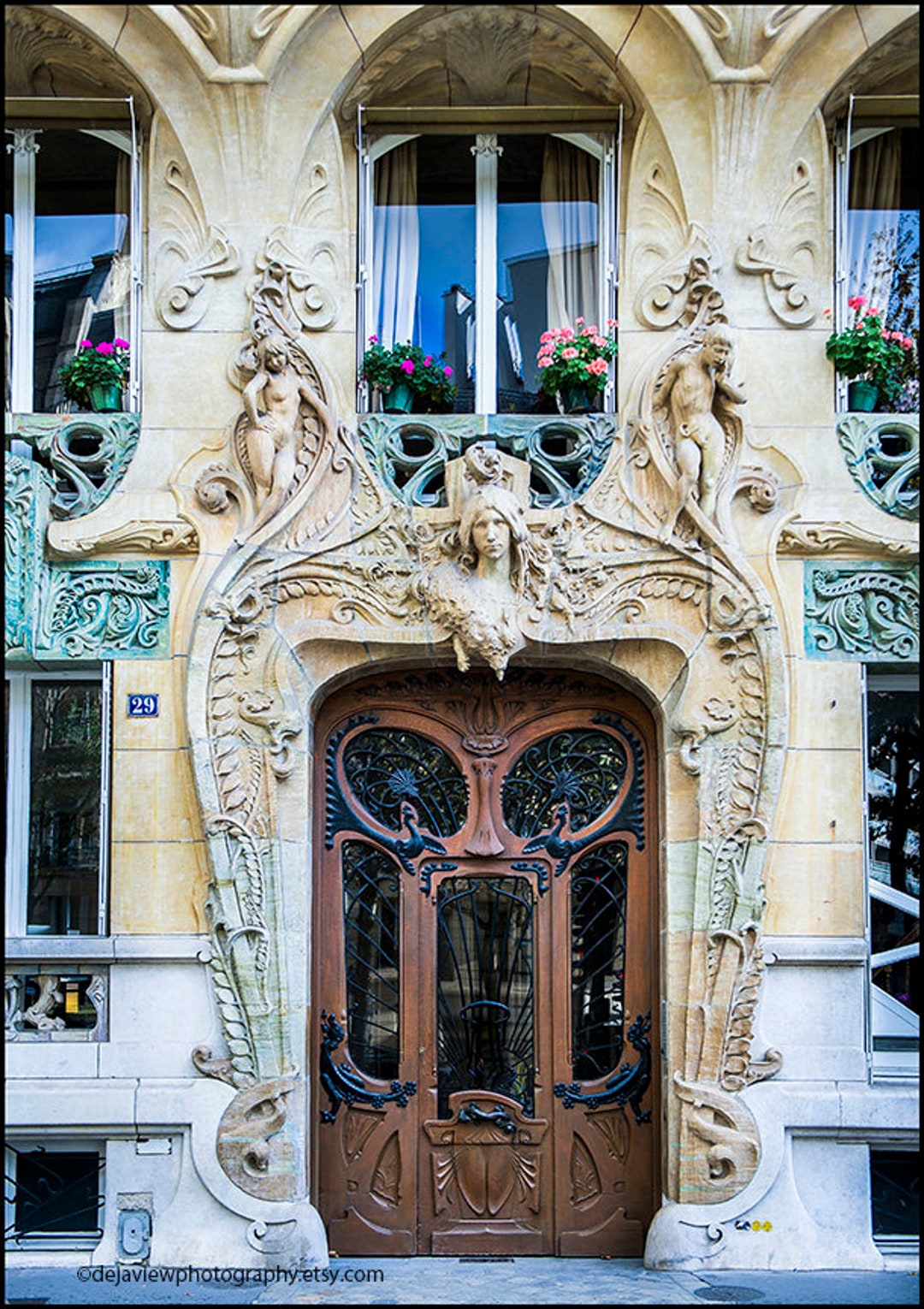 【天使と薔薇のミラー】【シルバープレート】Art Nouveau Art Nouveau Paris Door Photography Print - Avenue Rapp - Etsy
