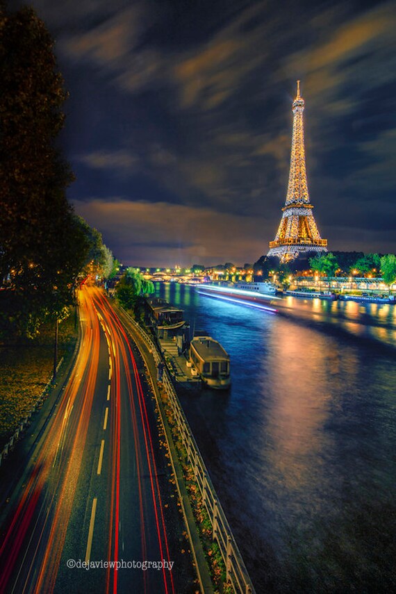 Eiffel Tower By Night Wall Art Paris Paris Wall Decor Paris Etsy