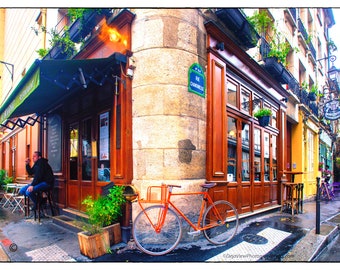 Paris Cafe Art Print: Au Bougnat Restaurant Photography