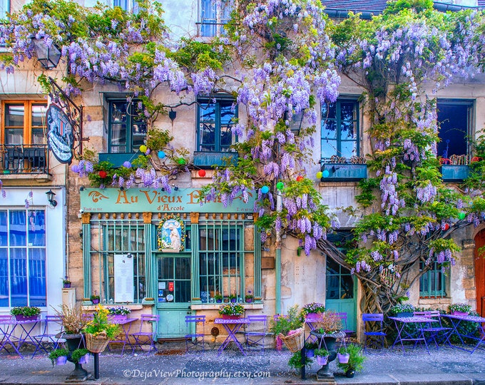 Sidewalk French Cafe Street Art / Coffee House Paris Wall Art