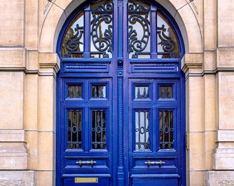 Paris Prints Set of 4, Paris Ornate Doors, Art Prints, Paris Print Set, French Doors Wall Decor, Paris Blue Decor, Paris Photography