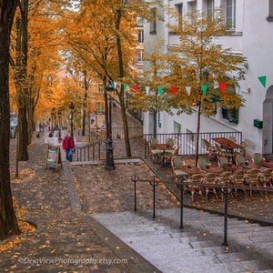 Autumn in Paris, Paris in the Fall, Montmartre Stairs, Rue Foyatier Escaliers, Paris Photography, Paris Wall Art, Paris Photo, Paris Art