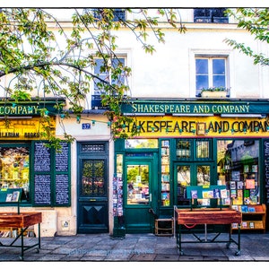 Literature and Coffee, Shakespeare and Co, Paris Print, Paris Book Art, Paris Decor, Paris Wall Decor,Paris Photography, Paris Wall Pictures