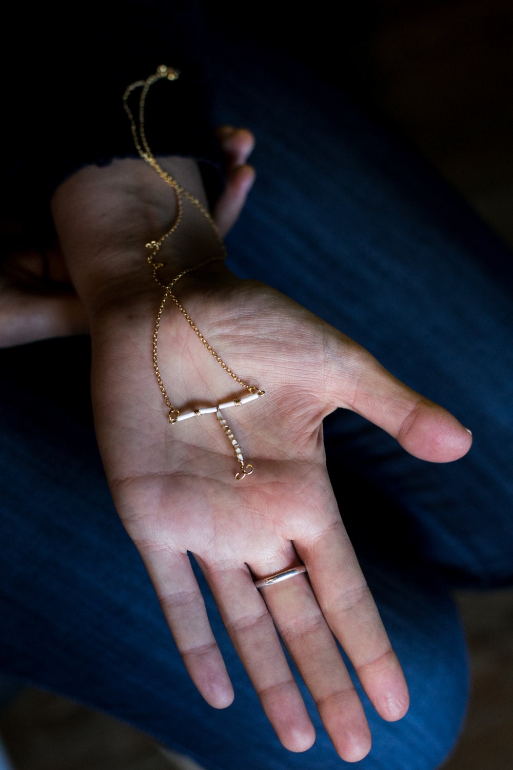 Copper IUD Necklace or Pin. Homemade Out of Wire, Beads and Chain by