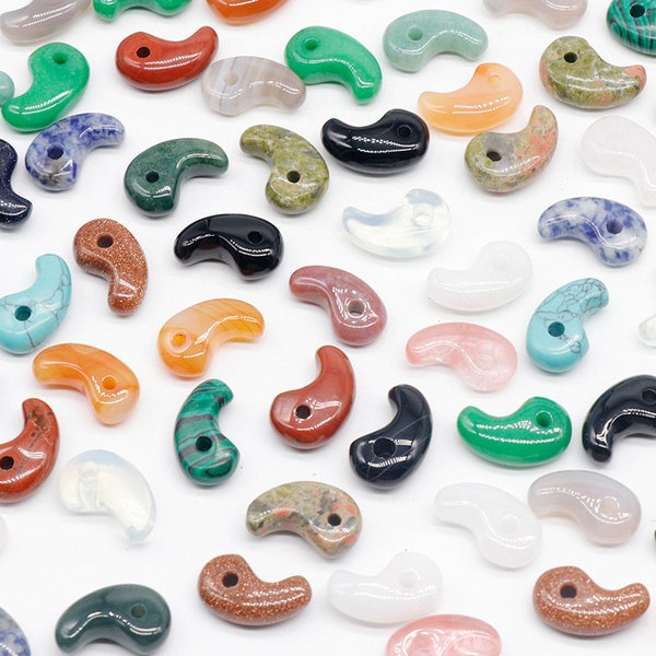 Magatama Pendant Assorted Crystal Stones Comma Pendant Beads Yinyang Gemstone Pendant Charms Bulk Wholesale b108