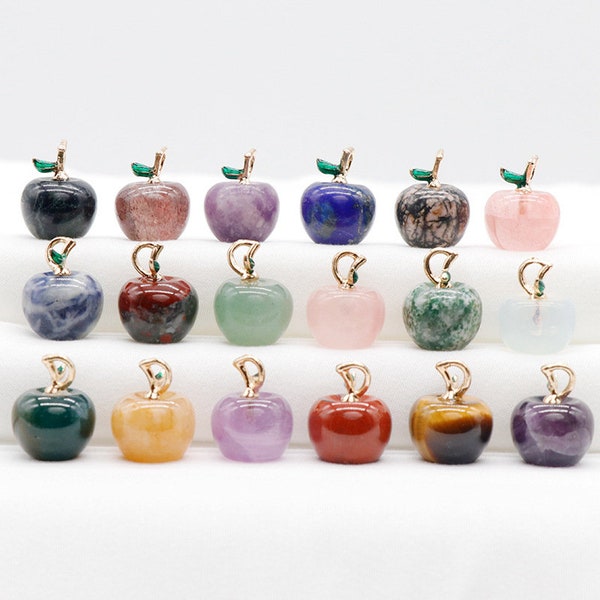 Assortiment de pendentifs pomme en cristal, pierres précieuses, breloques pomme en gros b48