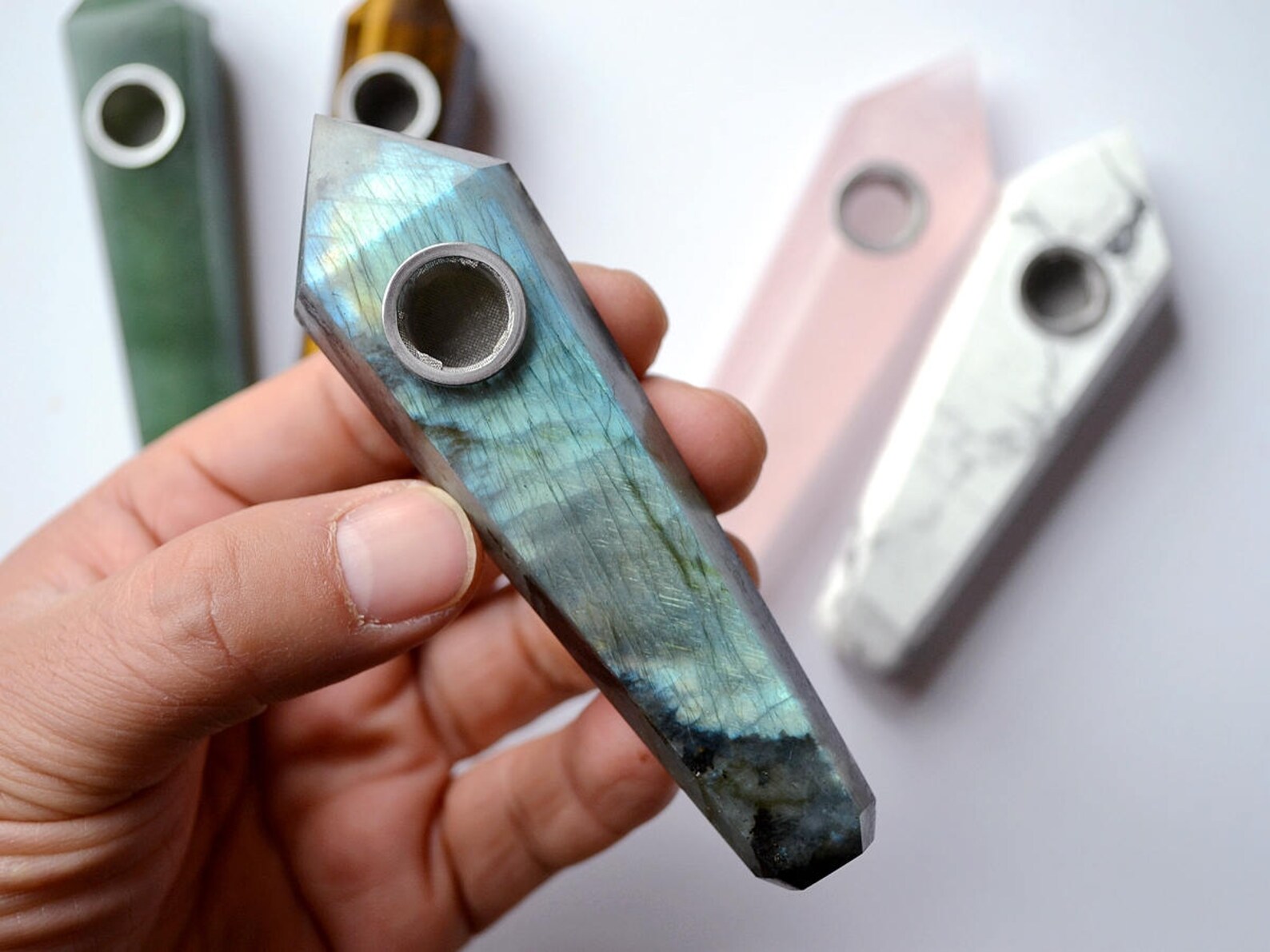 Crystal Pipe Natural Quartz Pipe Gemstone Pipe Stone Pipe Etsy