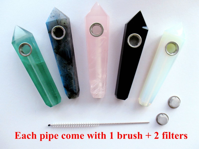 Crystal Pipe Natural Quartz Pipe Gemstone Pipe Stone Pipe Sparkle Pipe Cute Pipe Crystal Point Wand Pipe 