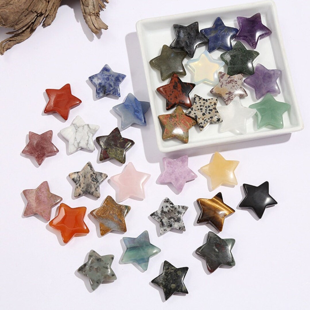 30mm Crystal Star Gemstone Stars Amethyst Rose Quartz Opalite Agate ...