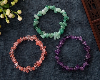 Gemstone Chip Bracelet Stretchy Crystal Chip Beads Bracelets For Gift Amethyst Citrine Rose Quartz Malachite Turquoise Bulk Wholesale b12