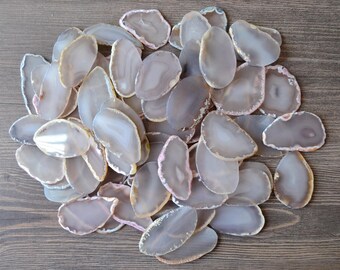 FREE SHIPPING 10 Pieces natural agate slices wedding place card white grey agate name cards crystals placecards for calligraphy wholesale