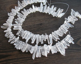 Raw Clear Quartz Point Beads Top Drilled Rough Natural Clear Quartz Beads