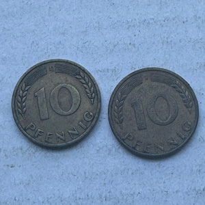 10 Pfennig 1949 J Federal Republic of Germany BRD brass 2 pieces - very rare find