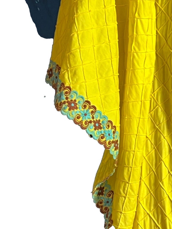 Maxi dress evening dress yellow lace cotton flutt… - image 5