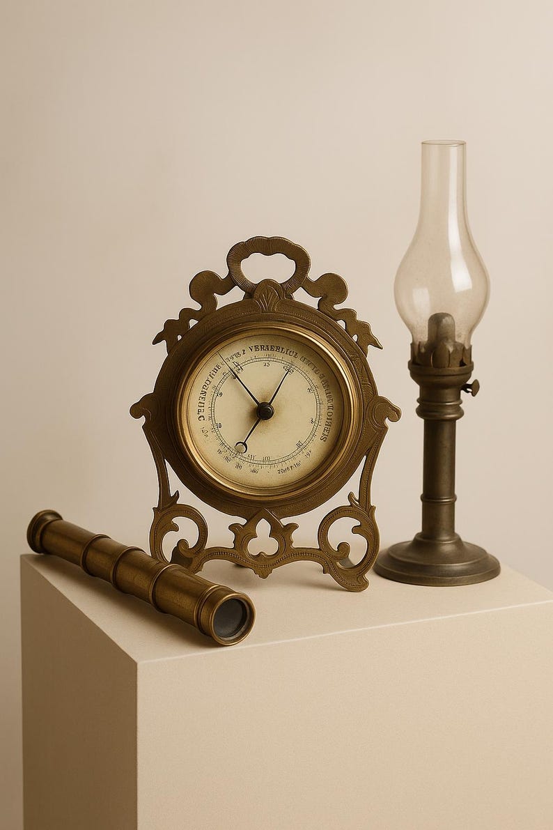 Antique Aneroid Barometer C.1900 | Copper & Brass Desk Barometer | Art ...